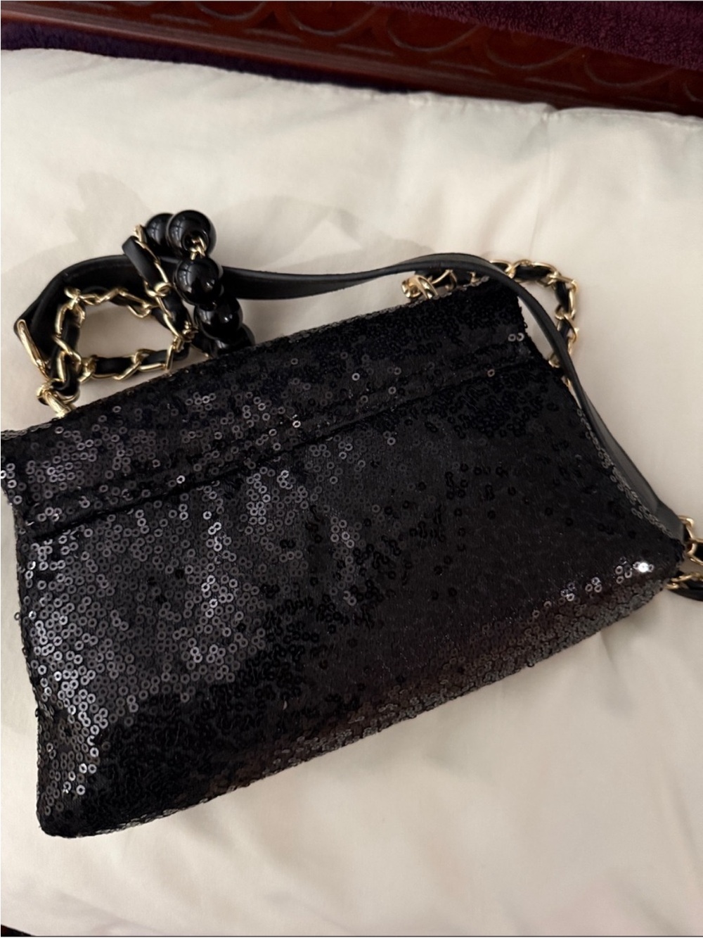 Badgley Mischka black Sequin Pearl Crossbody/ShoulderBag - Picture 10 of 10